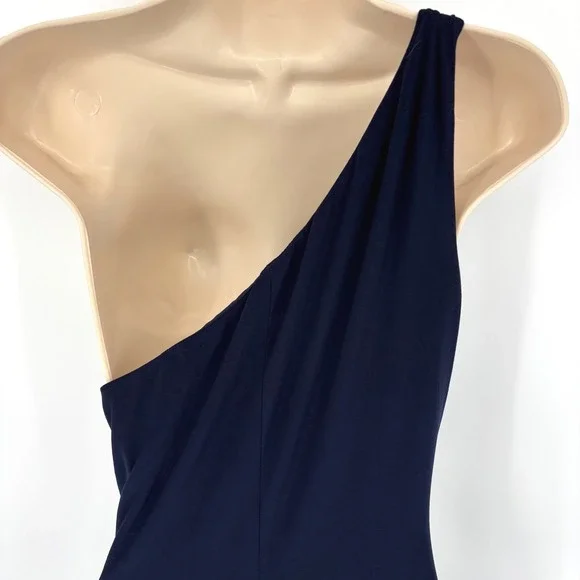 NWT Lauren Ralph Lauren Navy Blue One Shoulder Rhinestone Gown Dress Size 8 - Picture 6 of 10
